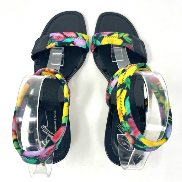 Donald J. Pliner Floral Neoprene Stretch Strap Kitten Heel Sandals Size 10.5 - Picture 7 of 11